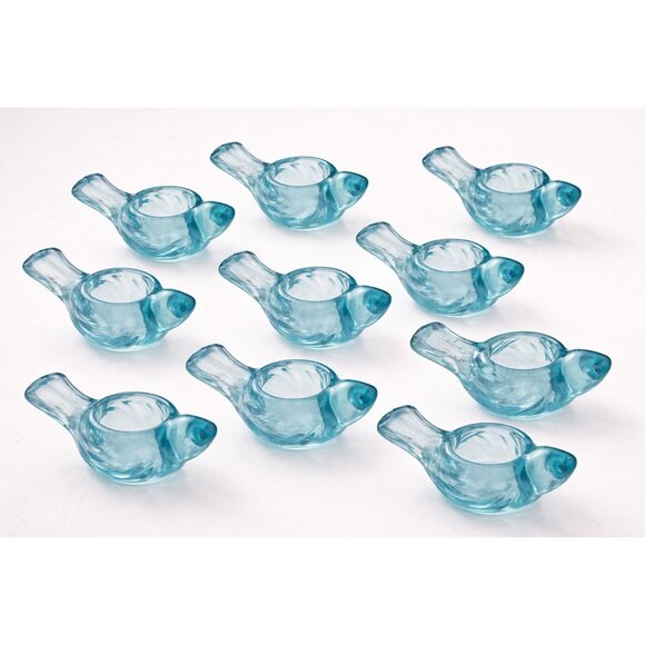 Crate & Barrel Blue Glass Bird Tealight Holder – Bird Shape – Home / Event Decor - Picture 2 of 3
